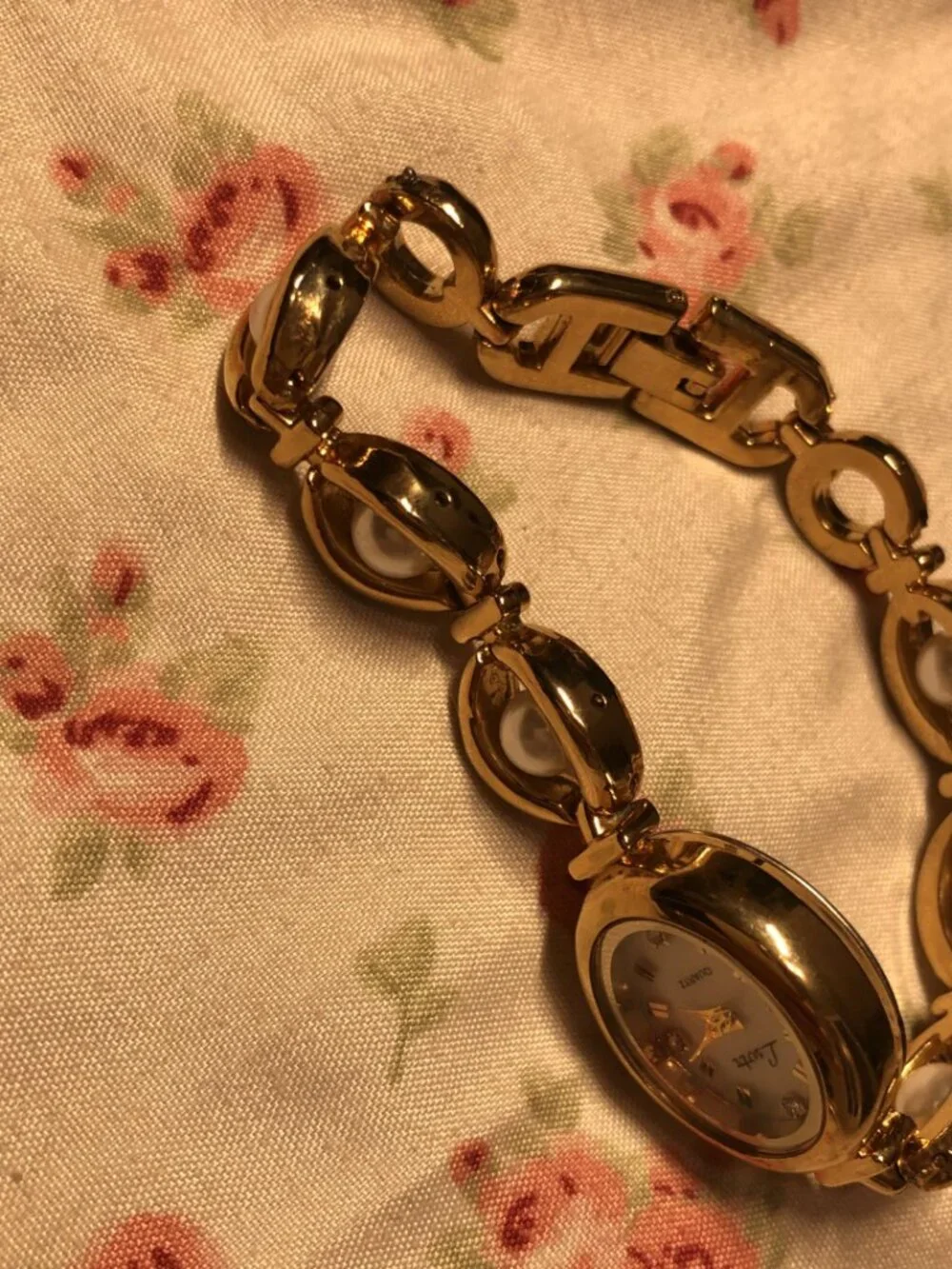 golden pearl feminine balletcore cute dainty watch y2k